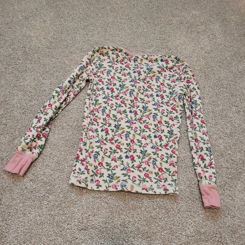 Mini Boden Henley Floral Snug Long Sleeve Pajama Top Size 8 Years